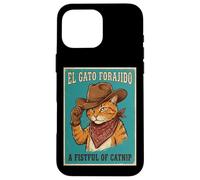 Custodia per iPhone 16 Pro Max Divertente cappello da cowboy gatto Meowdy Western Country Rodeo Style