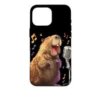 Custodia per iPhone 16 Pro Max Divertente costume da capibara per gli amanti del karaoke