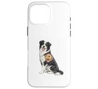Custodia per iPhone 16 Pro Max Divertente disegno del tatuaggio a forma di cuore con cane, scherzo, motivo: Border Collie Dad