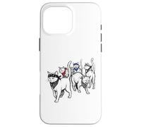 Custodia per iPhone 16 Pro Max Divertente Gatto Gang Thugs Minimalista Disegnato A Mano Sketch Art