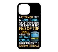 Custodia per iPhone 16 Pro Max Divertente guida ai treni - 3 idioti sui binari