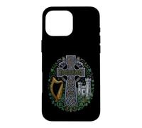Custodia per iPhone 16 Pro Max Divertente Irlanda Celtic Cross National Pride Detto