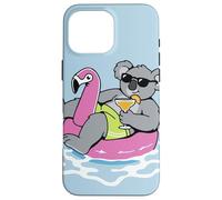 Custodia per iPhone 16 Pro Max Divertente Koala Pool Float Flamingo Summer Party