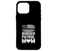 Custodia per iPhone 16 Pro Max Divertente mamma della pattuglia di frontiera che dice il cuore della bandiera americana