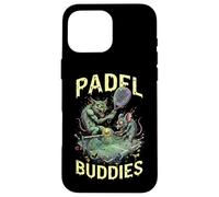 Custodia per iPhone 16 Pro Max Divertente Padel Tennis Buddies Cat Mouse Gatto Giocatori Animali Gotici