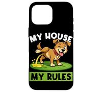 Custodia per iPhone 16 Pro Max Dog My House My Rules Amante dei cani Divertente proprietario di cani Barzellette per animali domestici