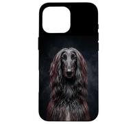 Custodia per iPhone 16 Pro Max dolce elegante nero afghano cane ironia levriero