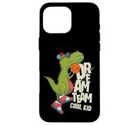 Custodia per iPhone 16 Pro Max Dream Team Cool Kid Funny T-Rex Bsketball Graphic Designs