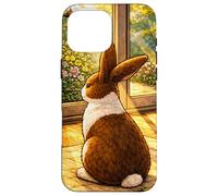 Custodia per iPhone 16 Pro Max Dutchie Bunny seduto dentro mentre guarda fuori