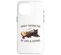 Custodia per iPhone 16 Pro Max Easily Distracted By Cats And Guitars Black Cat Guitarist