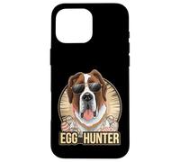 Custodia per iPhone 16 Pro Max Easter Bunny Saint Bernard Egg Hunter Amante dei cani