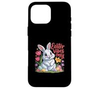 Custodia per iPhone 16 Pro Max Easter Vibes Only Cute Spring Bunny Eggs - Citazione positiva