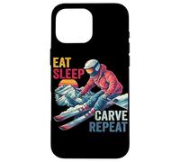 Custodia per iPhone 16 Pro Max Eat Sleep Carve Repeat - Ski driver Sunset Ski Design