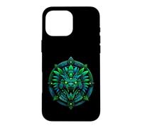 Custodia per iPhone 16 Pro Max Emblema del tempio incandescente della reliquia del serpente piumato