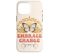 Custodia per iPhone 16 Pro Max Embrace Butterfly Change, motivo floreale arcobaleno vintage