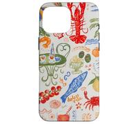 Custodia per iPhone 16 Pro Max Estate Preppy Pomodoro Pesce Costiero Dolce Vita Spiaggia Blu