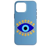 Custodia per iPhone 16 Pro Max Evil Eye in Blue Golden Nazar Protezione come Boho Spiritual