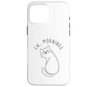Custodia per iPhone 16 Pro Max Ew Morning White Cat Sitting with Sad Face Not a Morning Cat