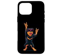 Custodia per iPhone 16 Pro Max Fantastica grafica Rottweiler Rock on Funny Dog Lover, mano rosa