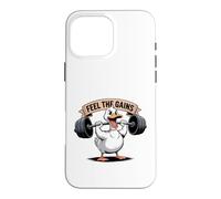 Custodia per iPhone 16 Pro Max Feel The Gains Duck - Allenamento per sollevamento pesi