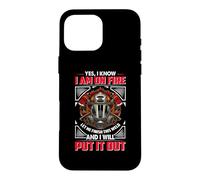Custodia per iPhone 16 Pro Max Fireman Yes I Know I Am On Fire Firefighter Firefighters