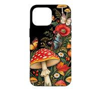 Custodia per iPhone 16 Pro Max Flora di funghi Amanita botanici vintage