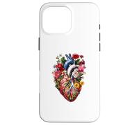 Custodia per iPhone 16 Pro Max Floral Anatomical Heart Spring Lover Nurse