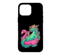 Custodia per iPhone 16 Pro Max Freddo Drago Flamingo Galleggiante Vacanze Estive