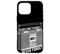 Custodia per iPhone 16 Pro Max Funny 80s Never Forget Cassette Player Geeky Audiophile Gift