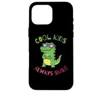 Custodia per iPhone 16 Pro Max Funny Animal Cool Kids Always Smile, Crocodile Alligator