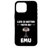 Custodia per iPhone 16 Pro Max Funny animals Emus bird quote life is better with an emu