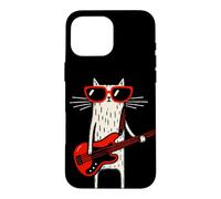 Custodia per iPhone 16 Pro Max Funny Bass Cat Design - Cool Musicista Cat con basso R