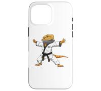 Custodia per iPhone 16 Pro Max Funny Bearded dragons doing Karate Samurai Ninja lizard