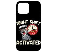 Custodia per iPhone 16 Pro Max Funny Cat Night Shift attivato Miao Amante Gatto Humor Kitty