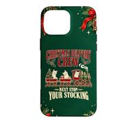 Custodia per iPhone 16 Pro Max Funny Cute Cat Funny Xmas Train Crew