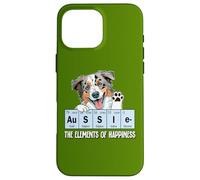 Custodia per iPhone 16 Pro Max Funny Elements of Happiness Blue Merle Aussie Lover