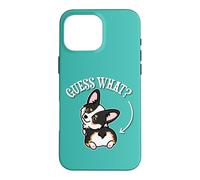 Custodia per iPhone 16 Pro Max Funny Girl Kawaii Guess What Butt Black Tricolor Corgi Lover
