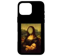 Custodia per iPhone 16 Pro Max Funny Sarcasm Oil Painting Mona Lisa Take Off Her Face Mask