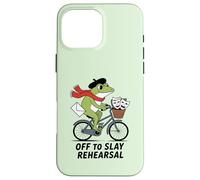 Custodia per iPhone 16 Pro Max Fuori per uccidere prove divertente teatro rana su una bici