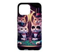 Custodia per iPhone 16 Pro Max Gatti che giocano il gioco d'azzardo divertente della carta del casinò