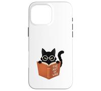Custodia per iPhone 16 Pro Max Gatto Nero Legge L'Arte della Guerra Divertente