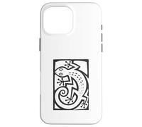 Custodia per iPhone 16 Pro Max Gecko Linocut Style Minimalista Animal Art