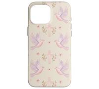 Custodia per iPhone 16 Pro Max Gesù Fede Croce Colomba Floreale Rosa Preghiera Donna Style