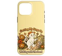 Custodia per iPhone 16 Pro Max Getting My Steps in Walking With The Lord Christian Cat