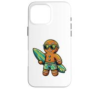 Custodia per iPhone 16 Pro Max Gingerbread Surfista, Natale al Sole, Tropici, umorismo