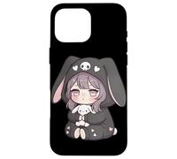 Custodia per iPhone 16 Pro Max Goth Anime Ragazza Bunny Egirl Scuro Grunge Estetica Kawaii