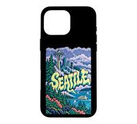 Custodia per iPhone 16 Pro Max Grafica artistica retrò grunge di Seattle Washington City
