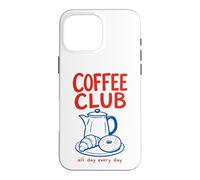 Custodia per iPhone 16 Pro Max Grafica del costume da brunch per ragazza Coffee Club Café Espresso
