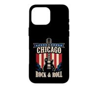 Custodia per iPhone 16 Pro Max Grafica della città della musica rock and roll di Chicago