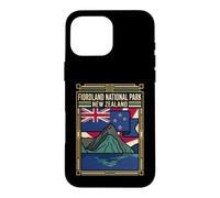Custodia per iPhone 16 Pro Max Grafico di viaggio Fiordland National Park Nuova Zelanda bandiera